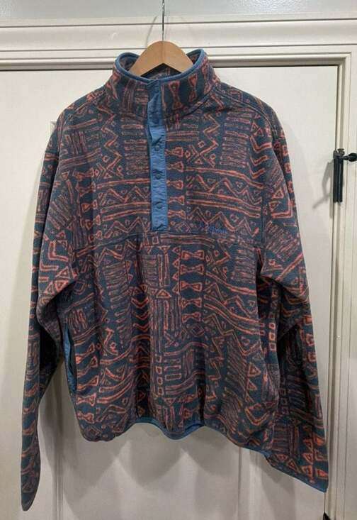 L.L. Bean Tops - L.L. Bean Snap-T Fleece Pullover WL/MM REG Blue Aztec Print